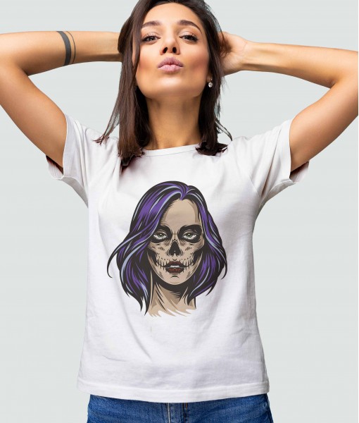 Дамска тениска с щампа Готика Zombie woman face - TShirtArtShop.com